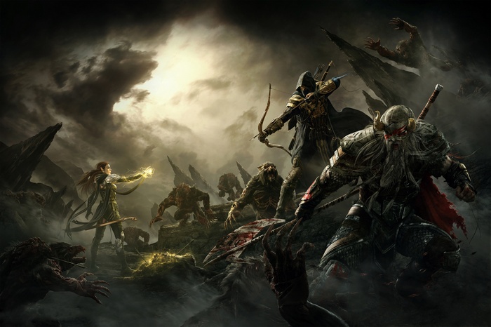 The Elder Scrolls Online characters fighting monsters