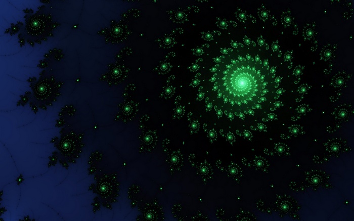 4K Fractal Spiral with Green Circles