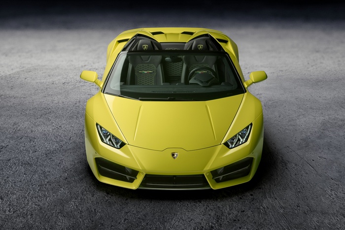 Yellow Lamborghini Huracán Spyder convertible