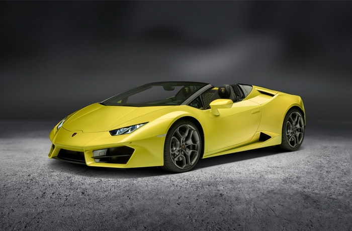 Yellow Lamborghini Huracan Spyder Convertible