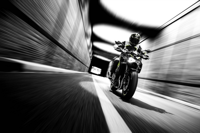 Kawasaki Z900 ABS motorcycle in tunnel