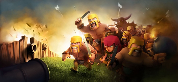 Clash of Clans Barbarians and Archer attacking