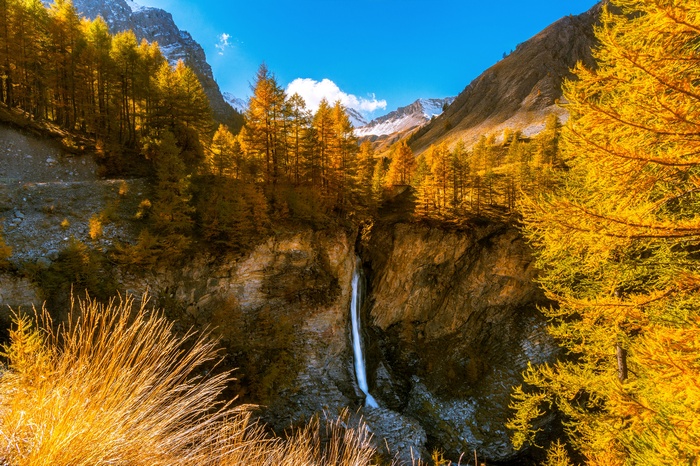 French Alps, Waterfall, Mountains, 4K
