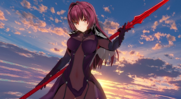 Scathach from Fate/Grand Order holding a spear