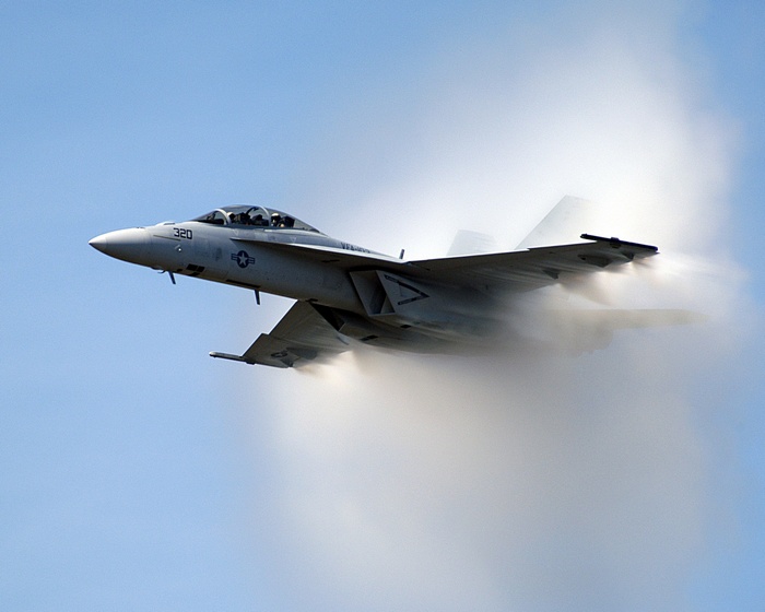 McDonnell Douglas F/A-18 Hornet breaking sound barrier