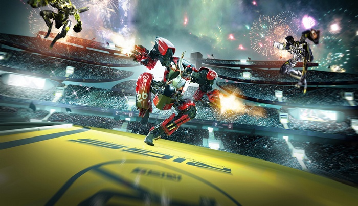 RIGS: Mechanized Combat League robots in stadium
