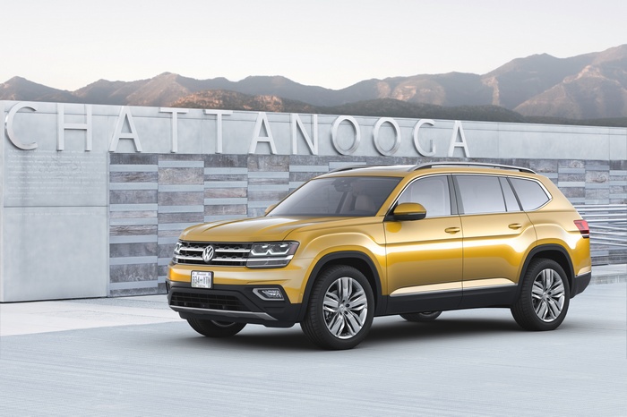 Yellow Volkswagen Atlas in Chattanooga