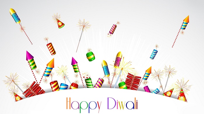 Happy Diwali fireworks and crackers illustration