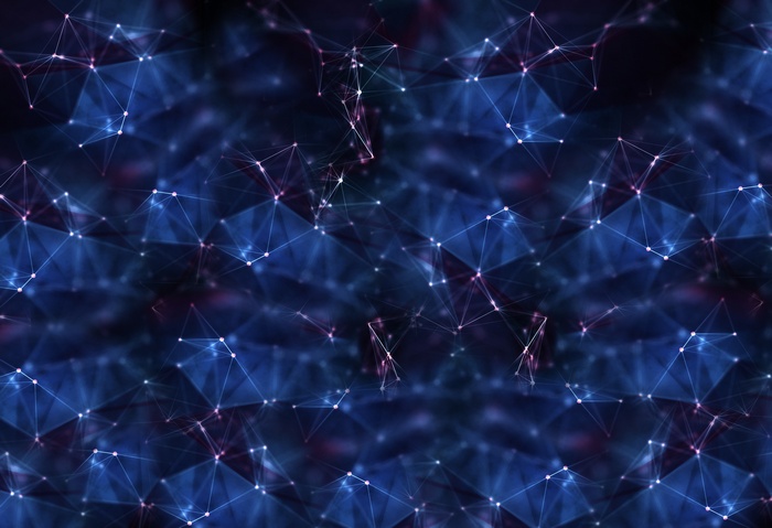 Abstract blue network of glowing points and lines