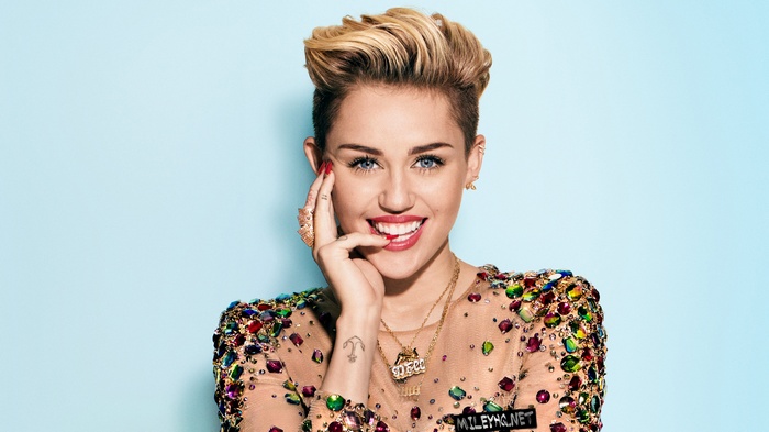Miley Cyrus in a jeweled top