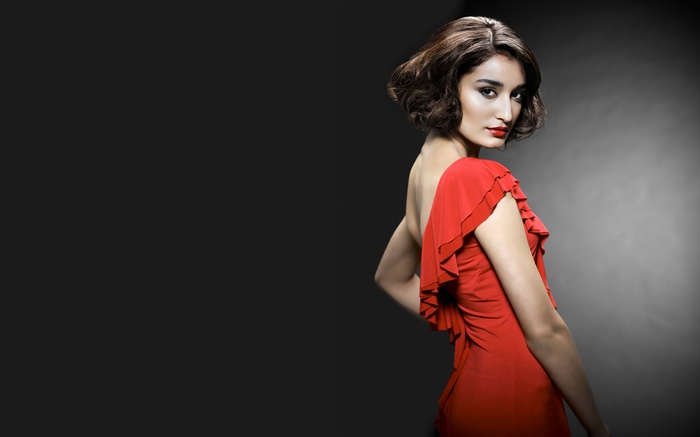 Kanishtha Dhankar in a red dress