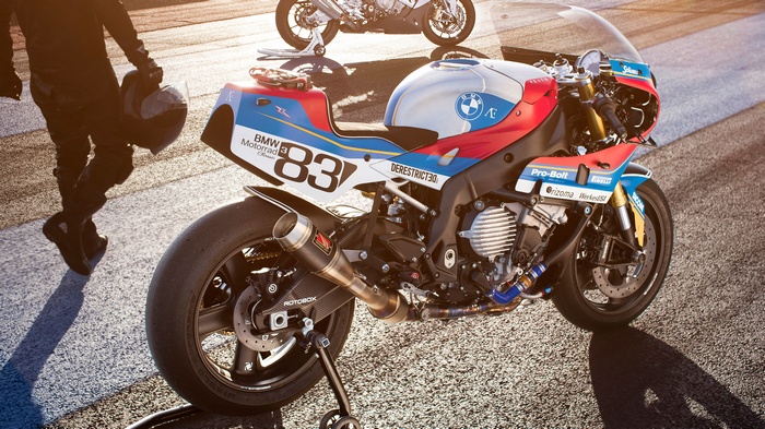 Custom BMW S1000RR motorcycle on a track