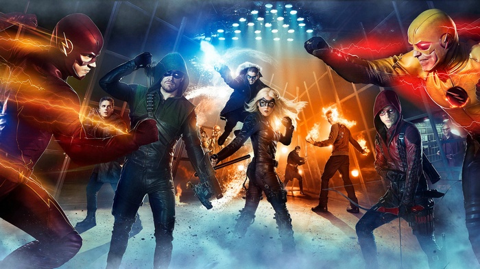 The Flash, Arrow, and Legends of Tomorrow characters in battle