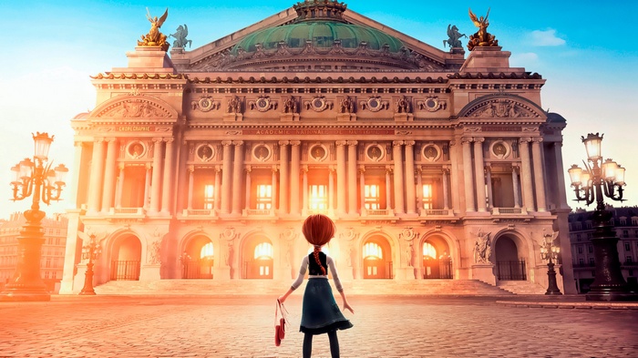 Ballerina in front of the Paris Opera House