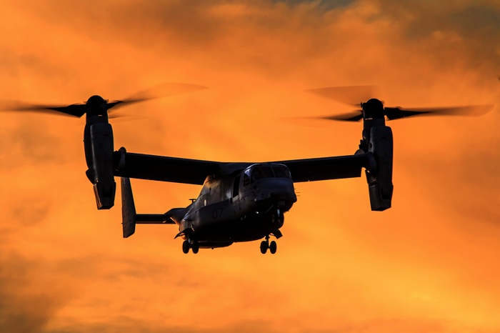 Bell Boeing V-22 Osprey military aircraft in flight