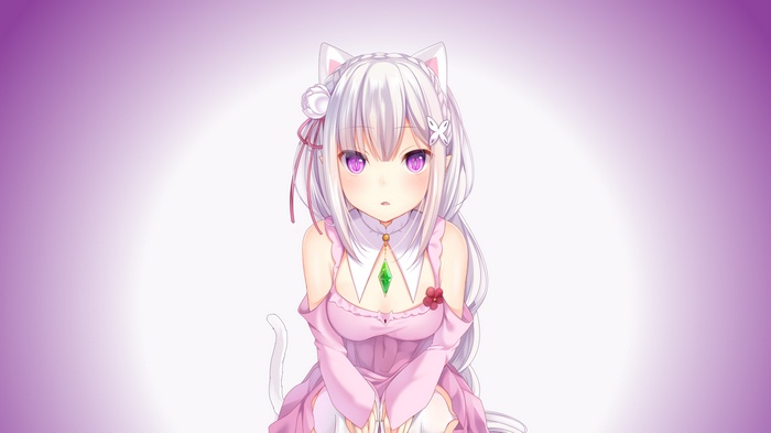 4K, Anime girl, ReZero, Emilia