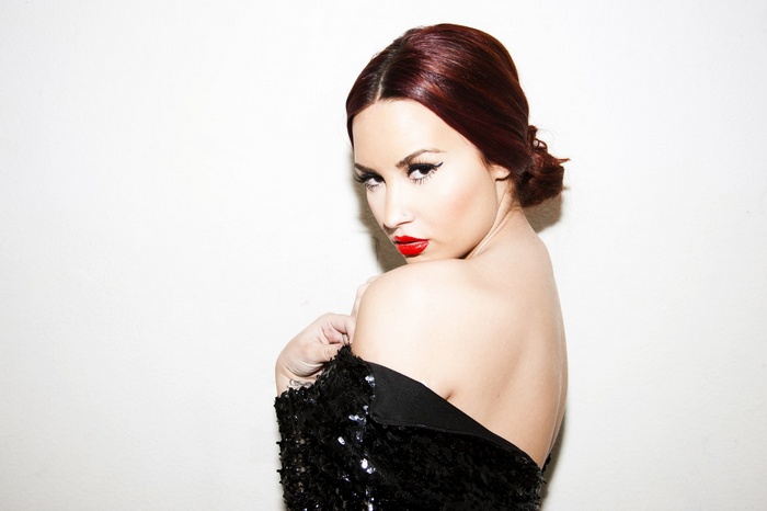 Demi Lovato in black sequin dress