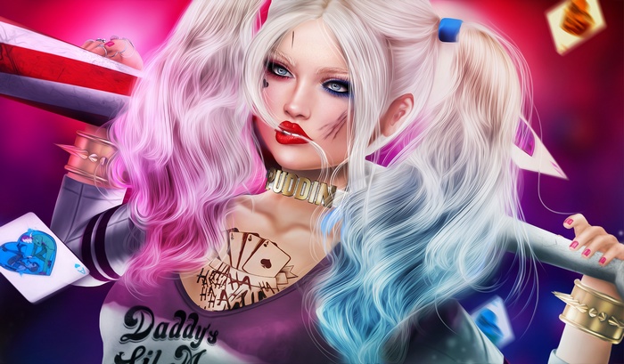 Harley Quinn fan art with Puddin collar