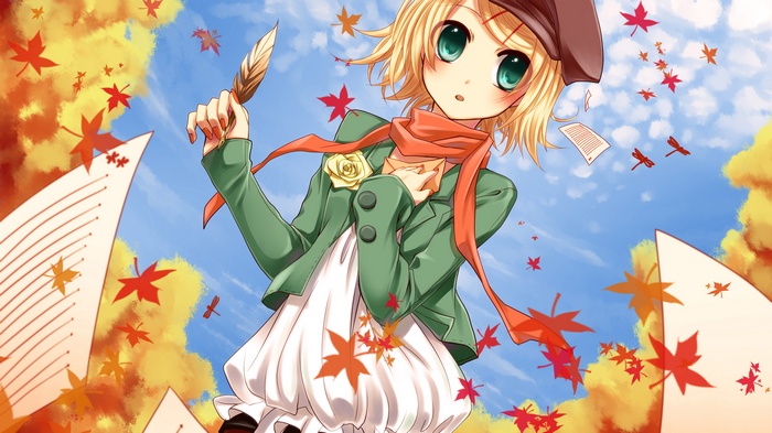 Kagamine Rin from Vocaloid in Autumn