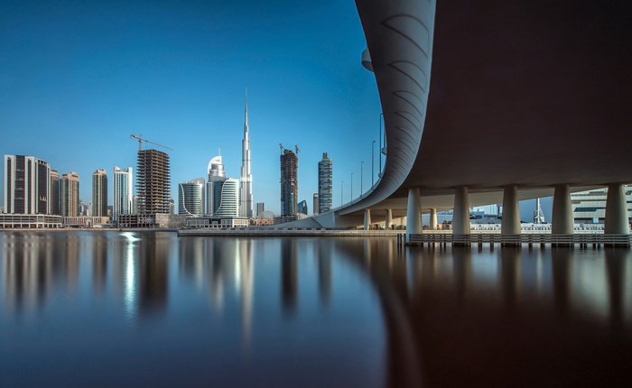 Dubai Cityscape with Burj Khalifa and Bridge