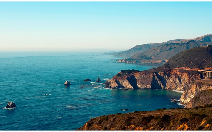 Coastal Highway Bridge Overlooking the Pacific Ocean