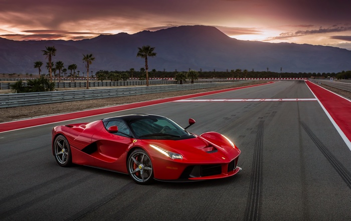 Red Ferrari LaFerrari on a Race Track 4K