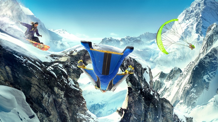 Snowboarding, Wingsuit Flying, and Paragliding in Mountains