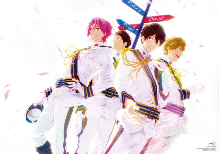 Characters from Free!: Eternal Summer with Signpost