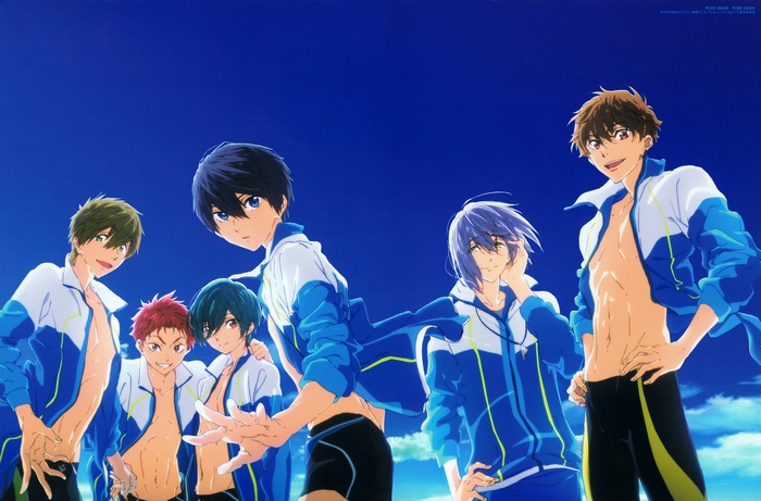 Group of male swimmers from Free! anime series