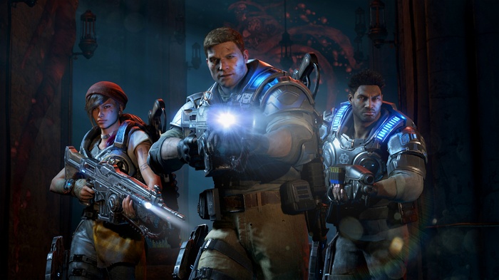 Kait Diaz, JD Fenix, and Delmont Walker from Gears of War 4