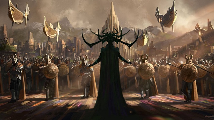 Hela and her army in Asgard from Thor Ragnarok