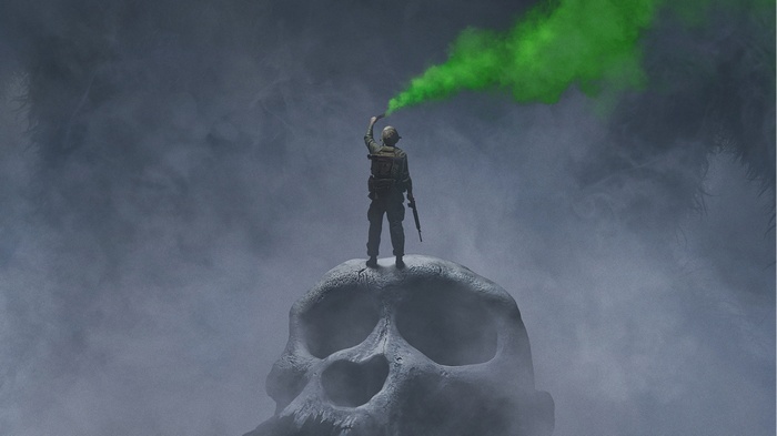 Soldier on Skull Island with Green Smoke