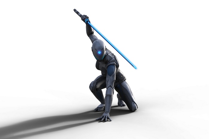 4K Ninja with Blue Katana