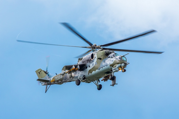 Mil Mi-24 Attack Helicopter in Flight