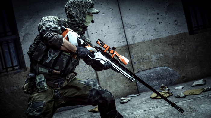 Soldier with sniper rifle in Battlefield 4
