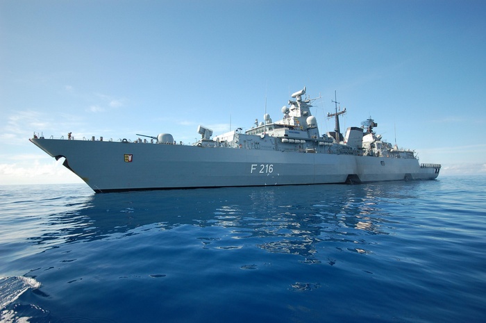 German Navy Fregatte F216 in the ocean
