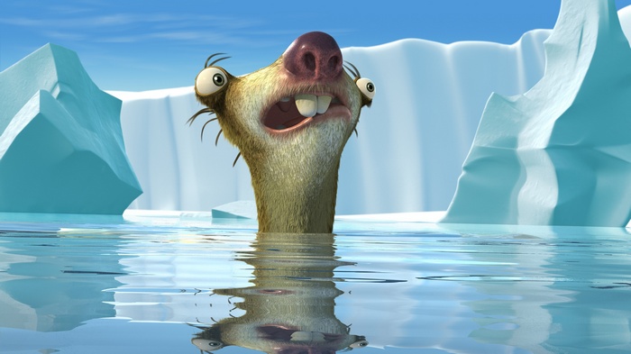 Sid from Ice Age in water