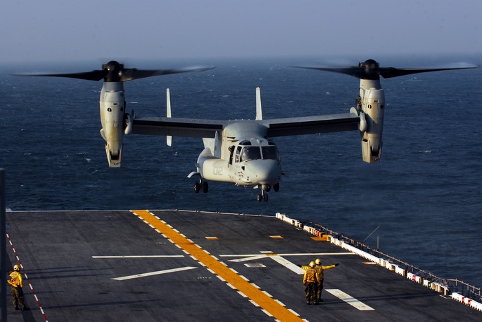 Bell Boeing V-22 Osprey landing on a ship