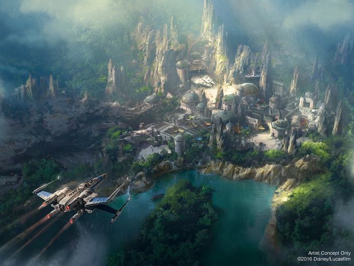Star Wars: Galaxy's Edge concept art with X-wing
