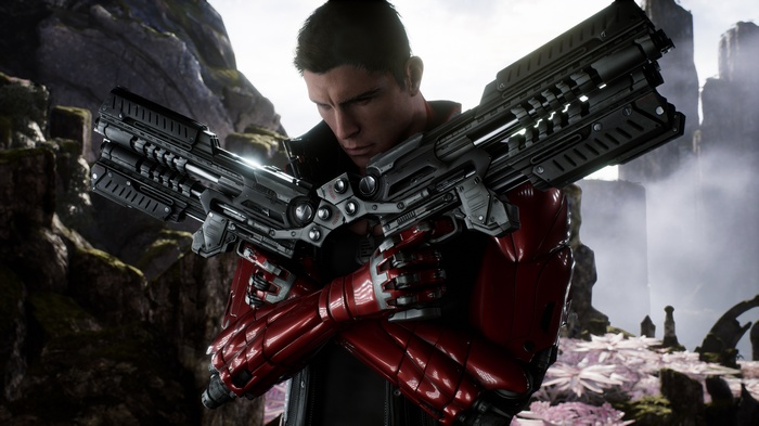 Twinblast from Paragon holding two guns
