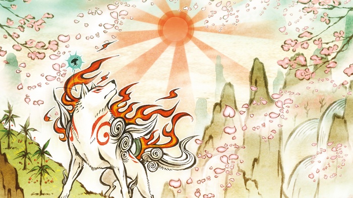 Amaterasu from Okami with Cherry Blossoms