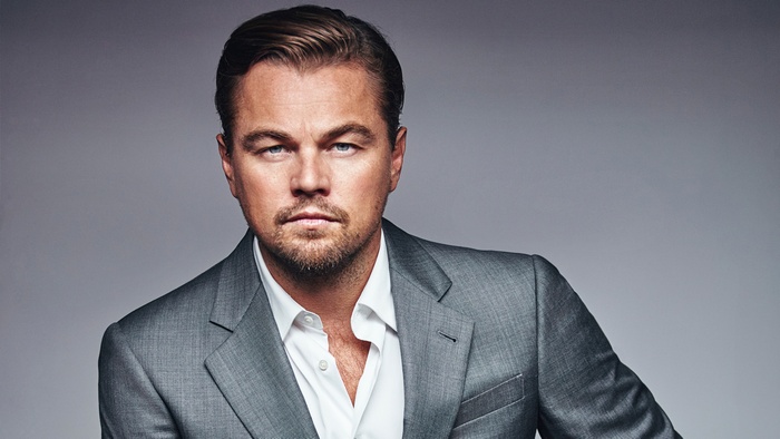 Leonardo DiCaprio in a grey suit