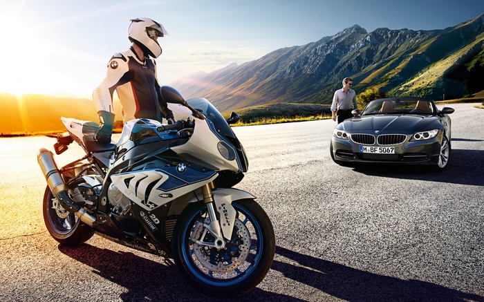 BMW S1000RR motorcycle and BMW Z4 car