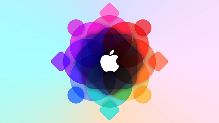 Apple Logo on Colorful Geometric Design