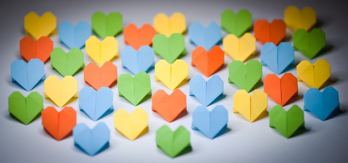 Colorful Origami Love Hearts