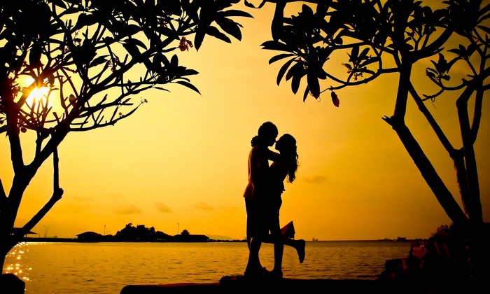 Lovers, 4K, Beach, Pair, Silhouette, Sunset, Couple