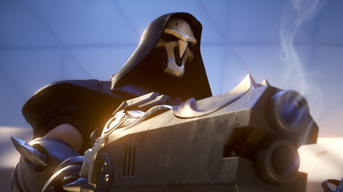 Reaper from Overwatch holding shotguns