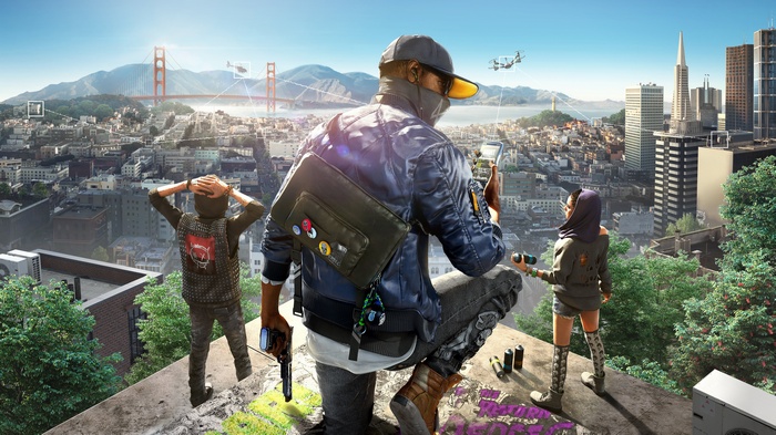 Watch Dogs 2 characters overlooking San Francisco