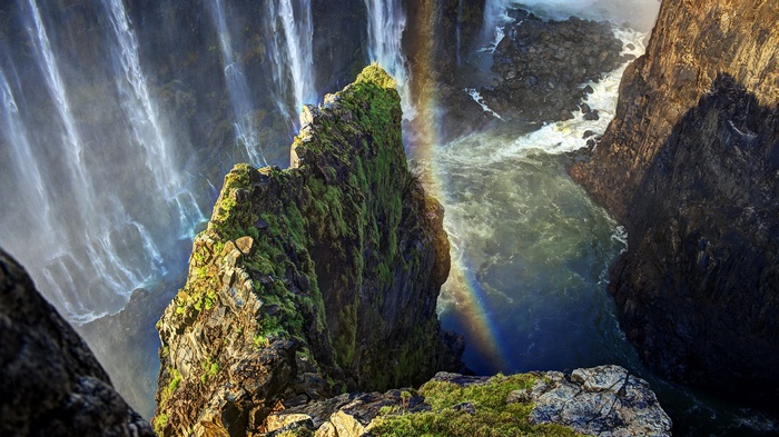 Victoria Falls with a rainbow