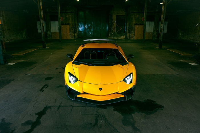 Yellow Lamborghini Aventador SV with Vossen Wheels